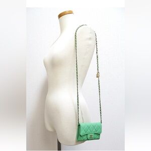 CHANEL Mint Green Quilted Crossbody Bag